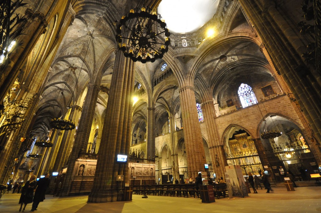 The Cathedral of the Holy Cross and Saint Eulalia (Barcelona Cathedral, interior view), 13th-15th century, WikiCommons.