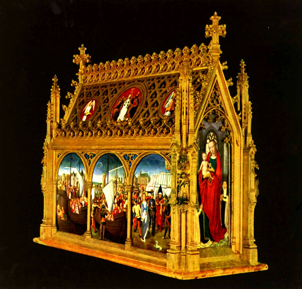 St. Ursula Shrine, Hans Memling, 1489, Oil on wood, Memling Museum, Bruges, WikiCommons. 