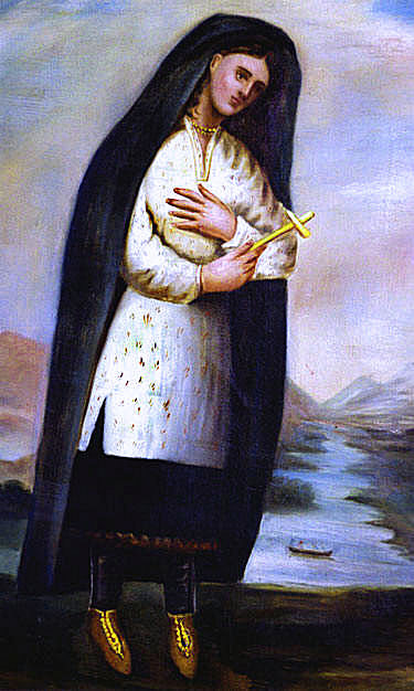 Blessed Kateri Tekakwitha, Claude Chauchetiere, c.1691, Sepia ink, unknown location. WikiCommons.