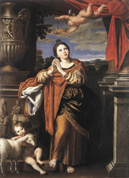 Saint Agnes, Domenichino, c.1620, Oil on canvas, Royal Collection, Windsor. WikiCommons.