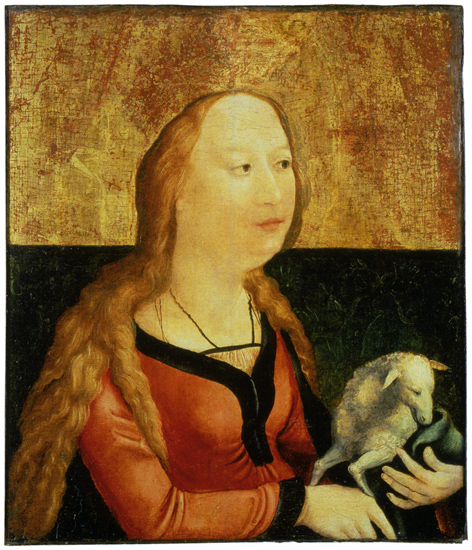 Saint Agnes of Rome (Coburg Panel), Matthias Gr√ºnewald, c.1500, Tempera on wood, Veste Coburg Castle, WikiCommons.