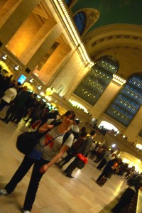 Tiffany in Grand Central Station, on her way home!