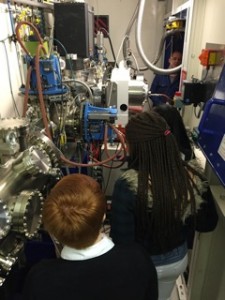 Students exploring the XMaS beamline equipment.