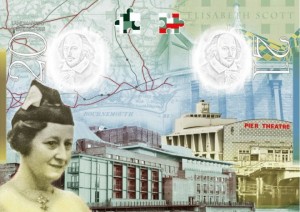 Elisabeth Scott, architect of the Shakespeare Memorial Theatre in Stratford, is one of only two women in the new passport. Image from BBC.