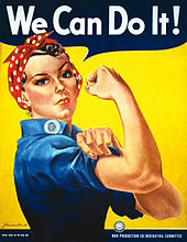 J. Howard Miller's "We Can Do It!" image for Westinghouse was only displayed in the Midwest during a two-week period in February 1943, but was rediscovered in the 1980s.