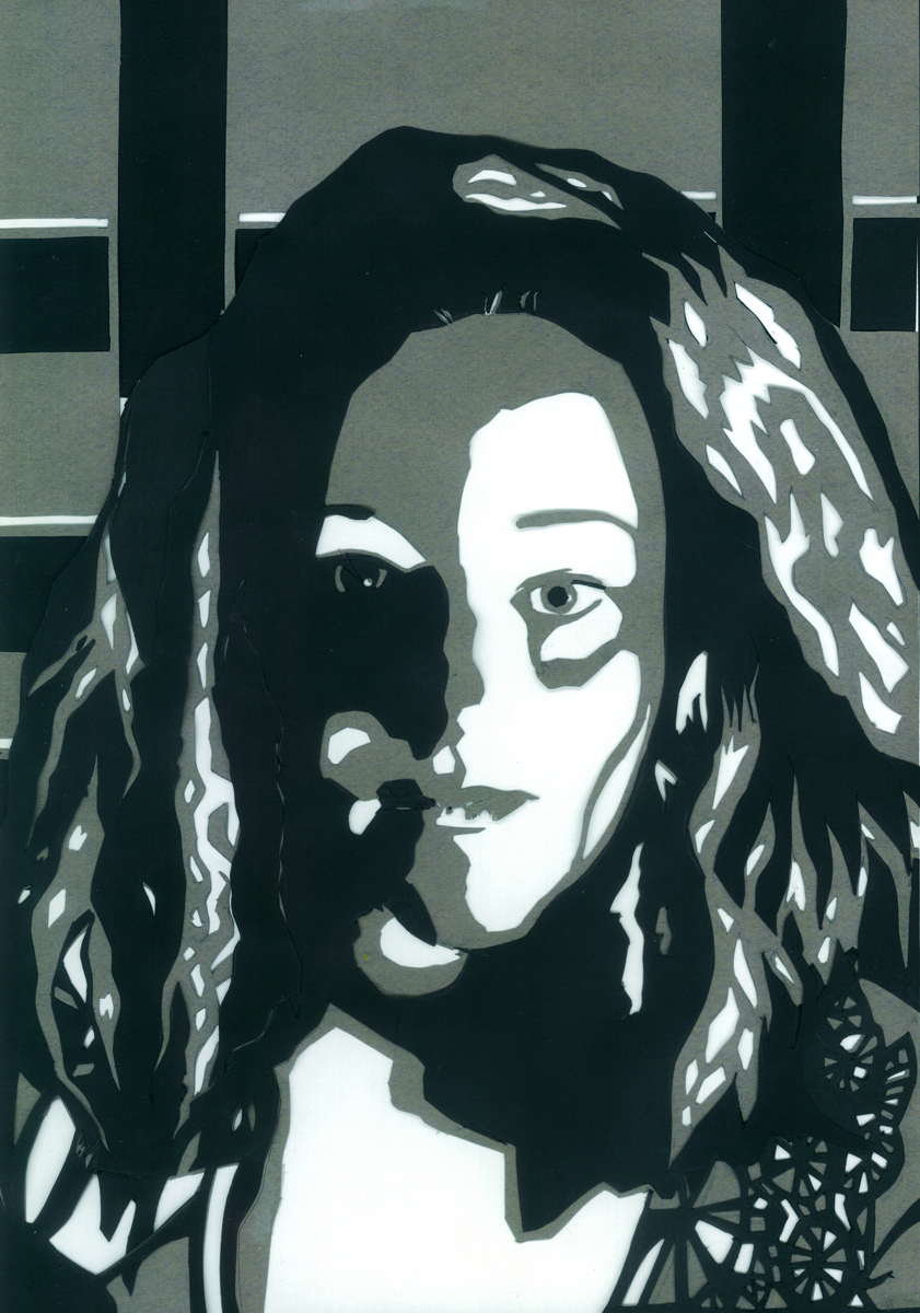 Self Portrait, notan with construction paper, 14" x 20", 2011.