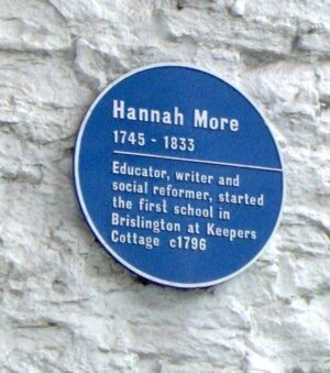 Blue Plaque for Hannah More on Keepers Cottage, Brislington.